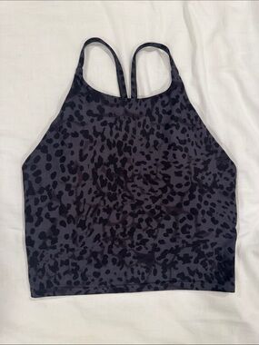 Old Navy Charcoal and Black Leopard High-Neck Sports Bra